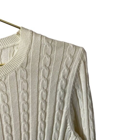 Talbots Petites Cream Cotton Wool Blend Cable Knit Sweater Size S/P - Picture 3 of 12